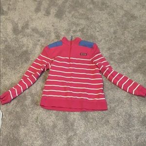 Vineyard Vines pink striped half zip up jumper
